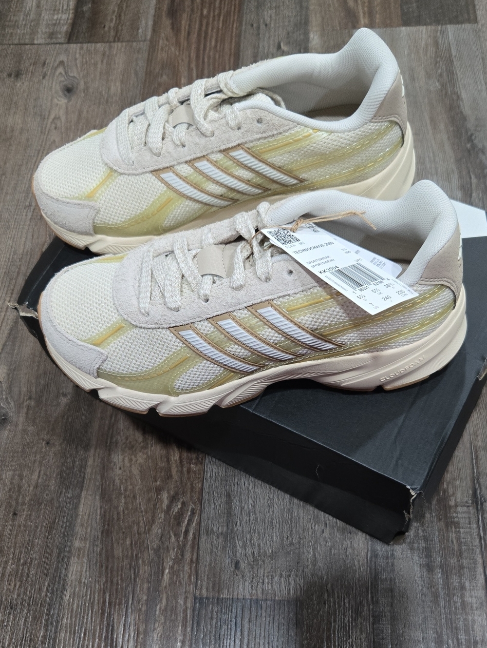 adidas Women’s Cream and Pale Yellow Athletic Sneakers